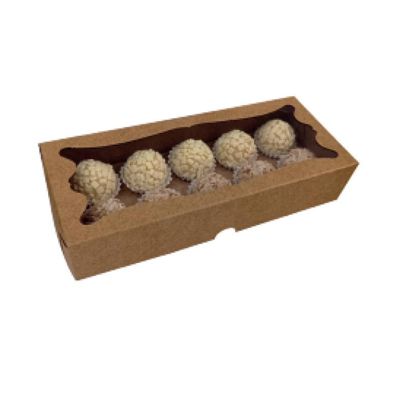 Caixa para 10 Doces Kraft com Berço e Visor - 10und Caixa para 10 Doces Kraft com Berço e Visor - 10und